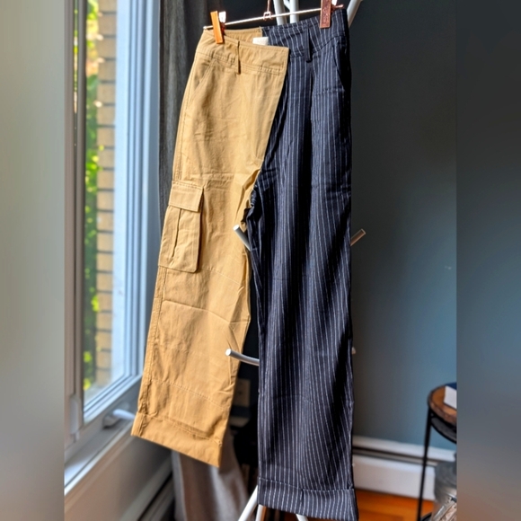 96.Nwt Choosy Tan and Black Striped Pants - Picture 1 of 7